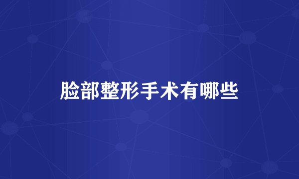 脸部整形手术有哪些