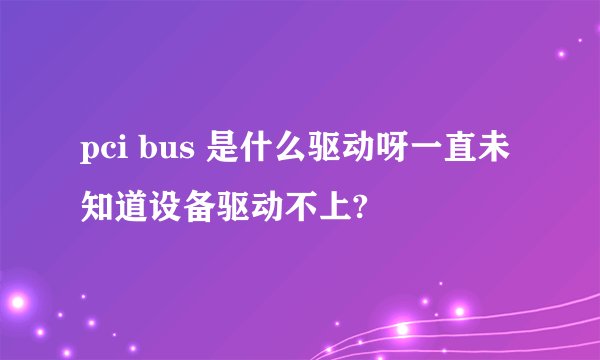 pci bus 是什么驱动呀一直未知道设备驱动不上?