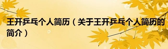 王开乒乓个人简历（关于王开乒乓个人简历的简介）