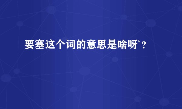 要塞这个词的意思是啥呀`？
