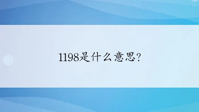 1198是什么意思？