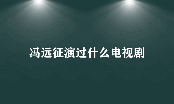 冯远征演过什么电视剧