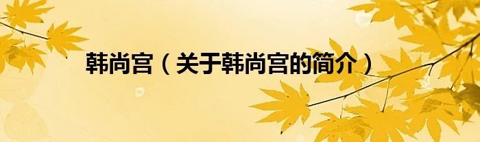 韩尚宫(关于韩尚宫的简介)