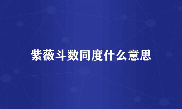 紫薇斗数同度什么意思
