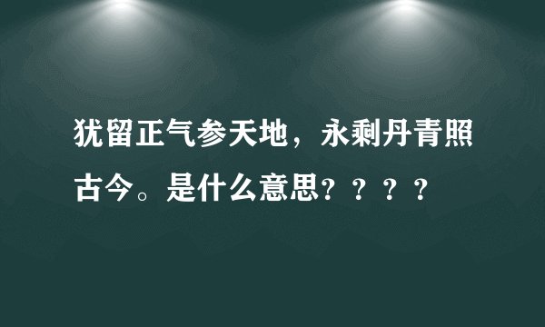 犹留正气参天地，永剩丹青照古今。是什么意思？？？？