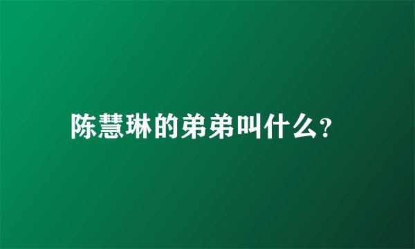 陈慧琳的弟弟叫什么？