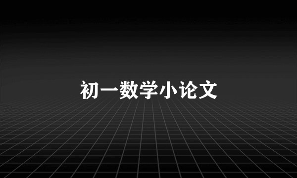 初一数学小论文