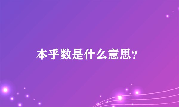 本乎数是什么意思？