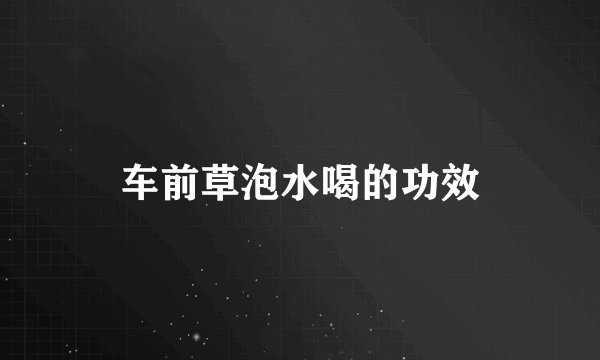 车前草泡水喝的功效