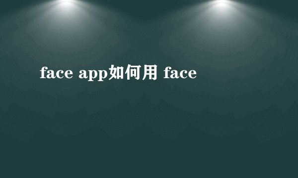 face app如何用 face