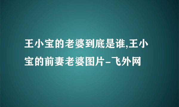 王小宝的老婆到底是谁,王小宝的前妻老婆图片-飞外网