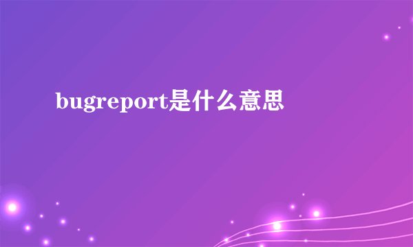 bugreport是什么意思