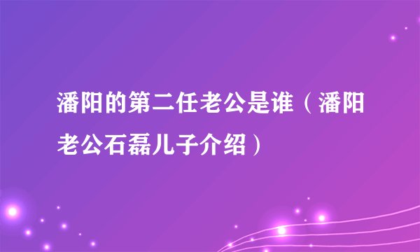 潘阳的第二任老公是谁（潘阳老公石磊儿子介绍）