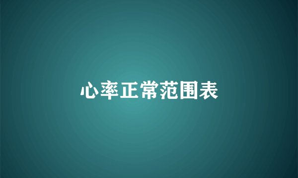 心率正常范围表