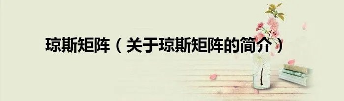 琼斯矩阵（关于琼斯矩阵的简介）