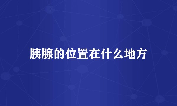胰腺的位置在什么地方