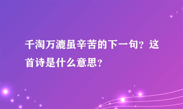 千淘万漉虽辛苦的下一句?这首诗是什么意思?