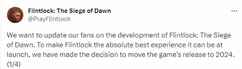 《燧石枪》推迟至明年:将展示“令人兴奋”的内容