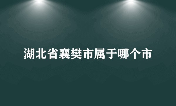 湖北省襄樊市属于哪个市