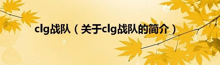 clg战队（关于clg战队的简介）