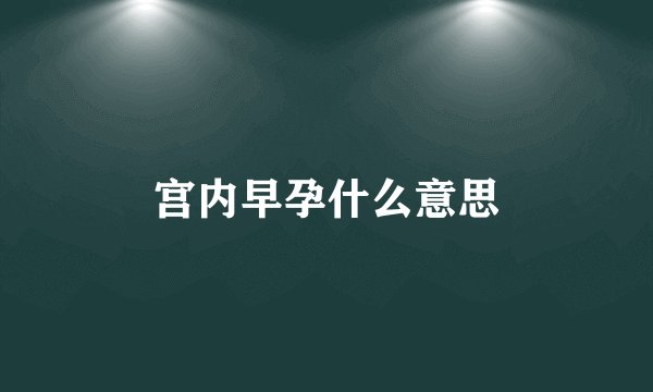 宫内早孕什么意思
