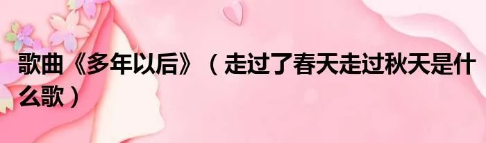 歌曲《多年以后》（走过了春天走过秋天是什么歌）