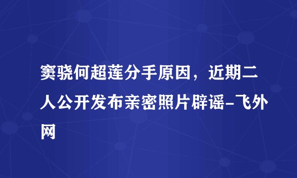 窦骁何超莲分手原因，近期二人公开发布亲密照片辟谣-飞外网