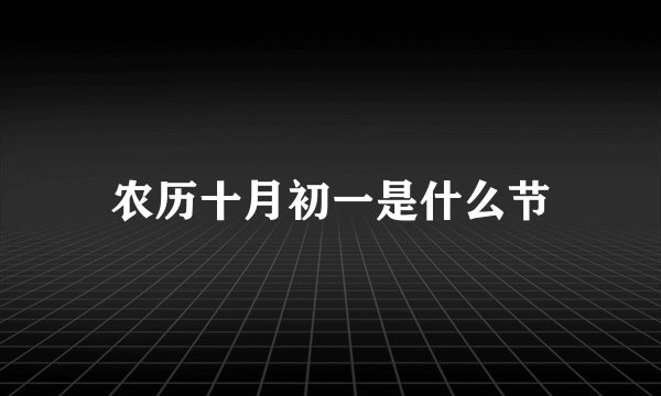 农历十月初一是什么节