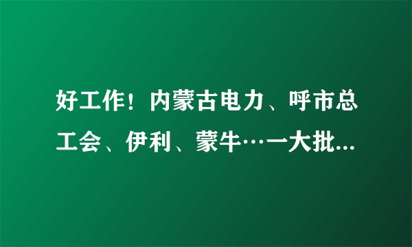 好工作!内蒙古电力、呼市总工会、伊利、蒙牛…一大批岗位等你来!