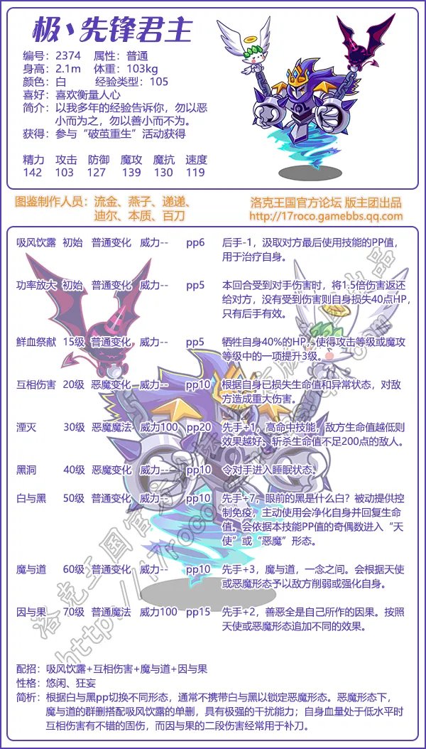 《洛克王国》极丶先锋君主技能表图鉴