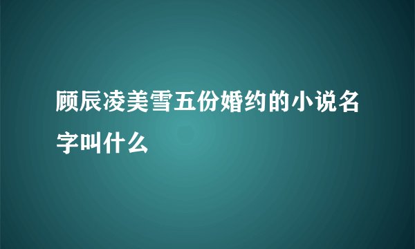 顾辰凌美雪五份婚约的小说名字叫什么