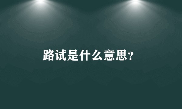 路试是什么意思？