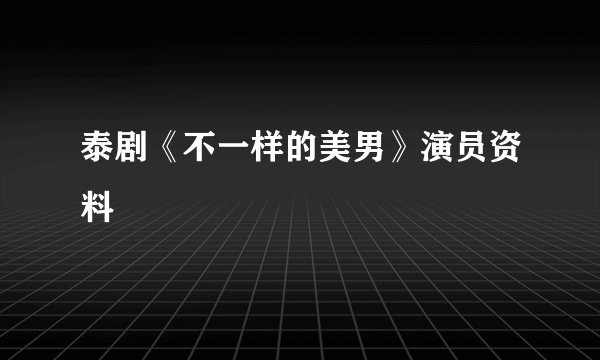 泰剧《不一样的美男》演员资料