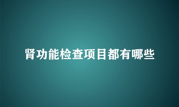肾功能检查项目都有哪些
