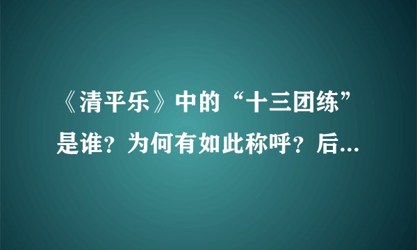 《清平乐》中的“十三团练”是谁?为何有如此称呼?后来当了皇帝