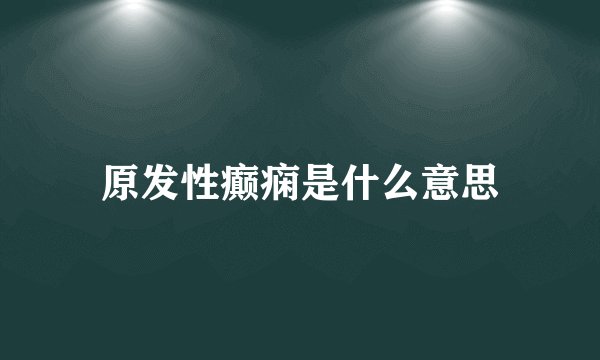 原发性癫痫是什么意思