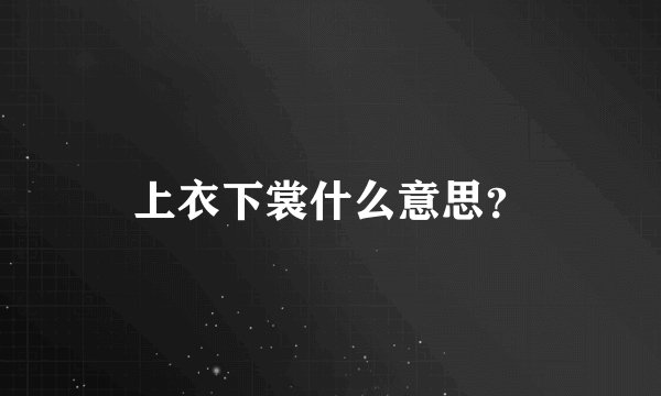 上衣下裳什么意思？