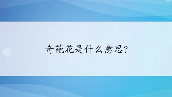 奇葩花是什么意思?