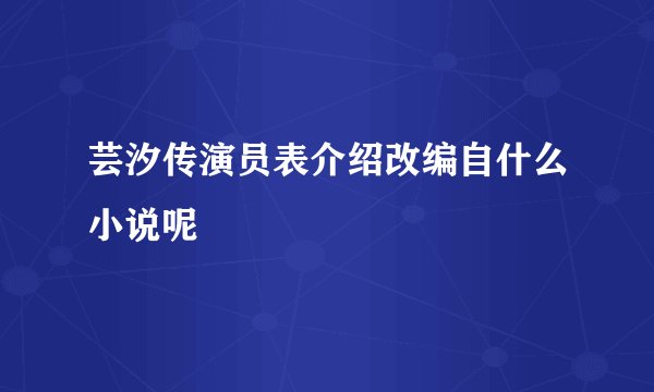 芸汐传演员表介绍改编自什么小说呢