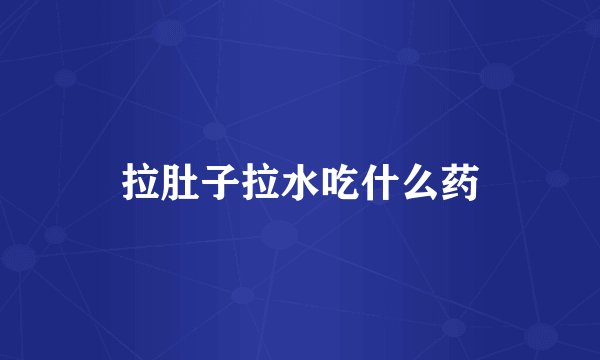 拉肚子拉水吃什么药