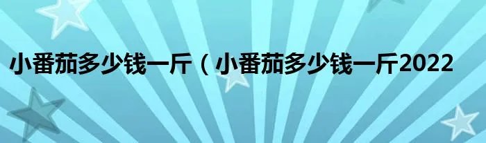 小番茄多少钱一斤（小番茄多少钱一斤2022