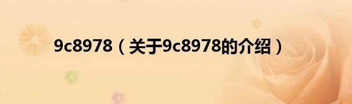 9c8978（关于9c8978的介绍）
