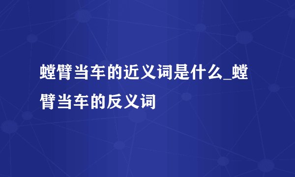 螳臂当车的近义词是什么_螳臂当车的反义词