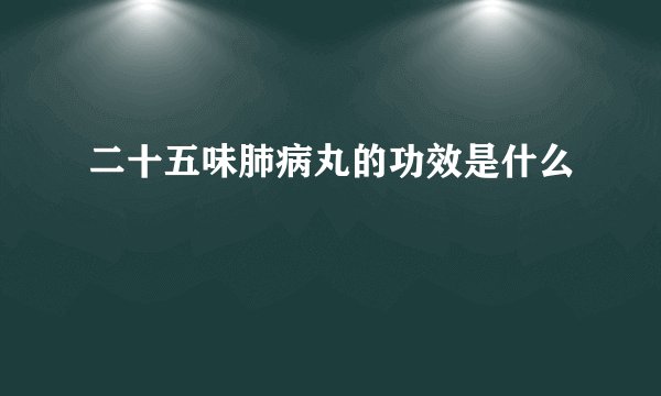 二十五味肺病丸的功效是什么