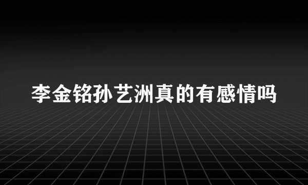李金铭孙艺洲真的有感情吗