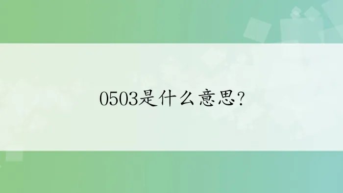 0503是什么意思？