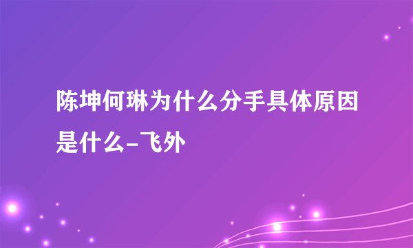 陈坤何琳为什么分手具体原因是什么-飞外