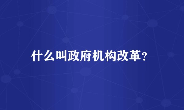 什么叫政府机构改革？