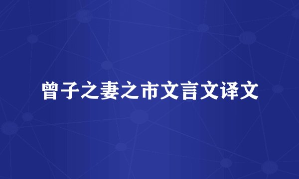 曾子之妻之市文言文译文