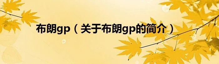 布朗gp（关于布朗gp的简介）
